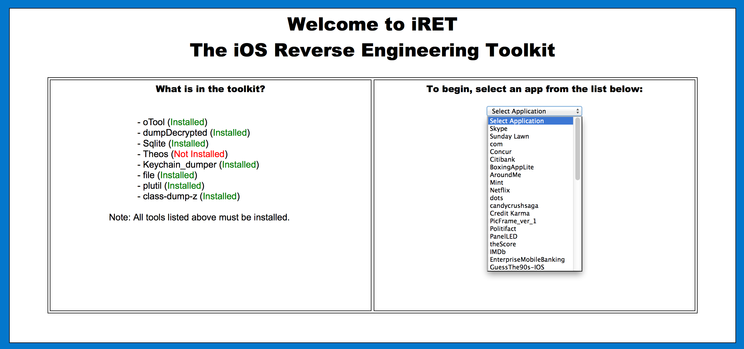 iRET – iOS Reverse Engineering Toolkit