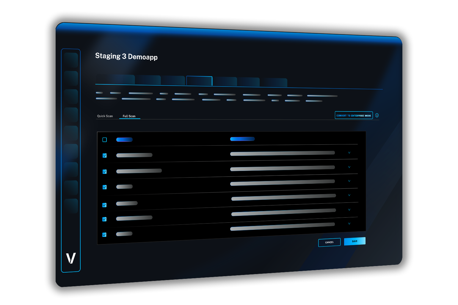 Veracode DAST scan setup wizard on the "Provide Details" step, showing a form with input fields and Back/Next navigation buttons.